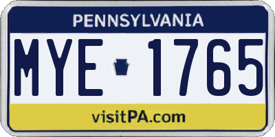 PA license plate MYE1765