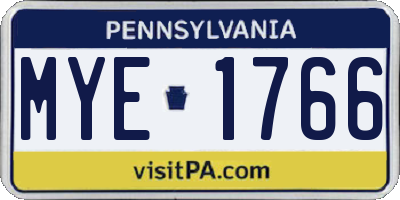 PA license plate MYE1766