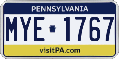 PA license plate MYE1767