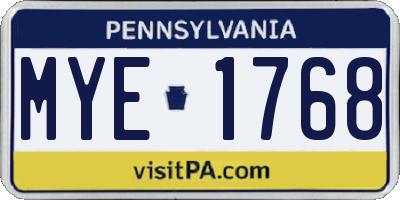 PA license plate MYE1768