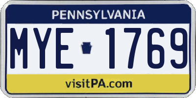 PA license plate MYE1769