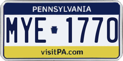 PA license plate MYE1770