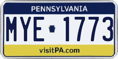 PA license plate MYE1773
