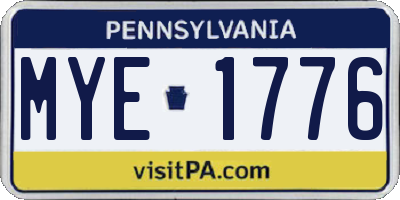 PA license plate MYE1776
