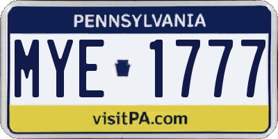 PA license plate MYE1777