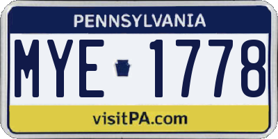 PA license plate MYE1778