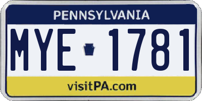 PA license plate MYE1781