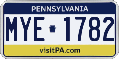 PA license plate MYE1782