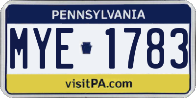 PA license plate MYE1783