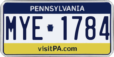 PA license plate MYE1784