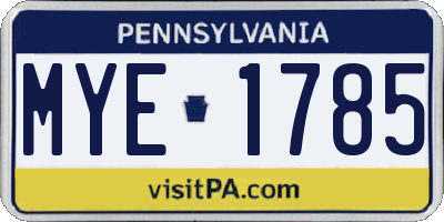 PA license plate MYE1785
