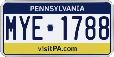 PA license plate MYE1788