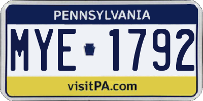 PA license plate MYE1792
