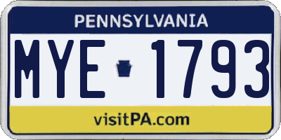 PA license plate MYE1793