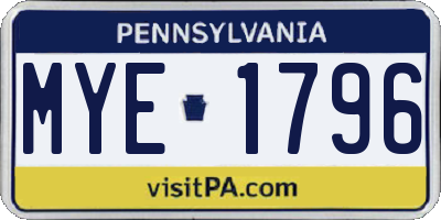 PA license plate MYE1796