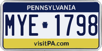 PA license plate MYE1798