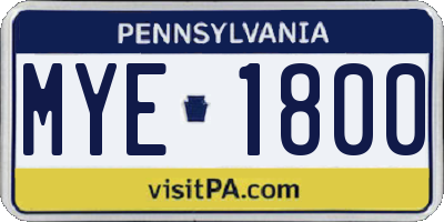 PA license plate MYE1800