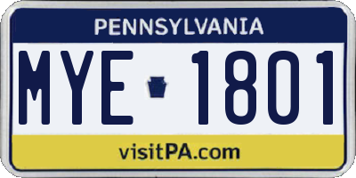 PA license plate MYE1801