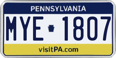 PA license plate MYE1807
