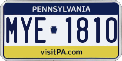 PA license plate MYE1810