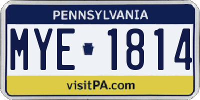 PA license plate MYE1814