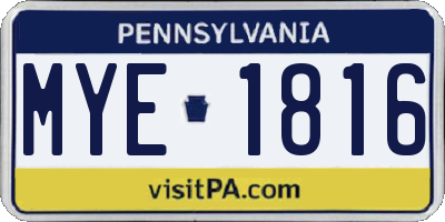 PA license plate MYE1816