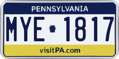 PA license plate MYE1817