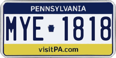 PA license plate MYE1818