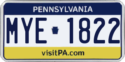 PA license plate MYE1822