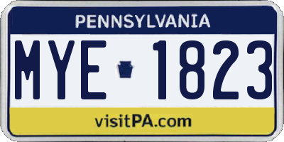 PA license plate MYE1823