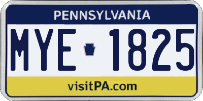 PA license plate MYE1825