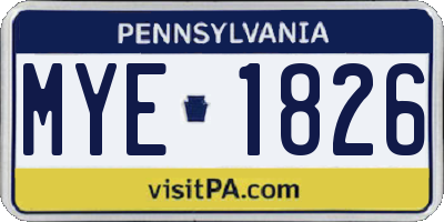 PA license plate MYE1826