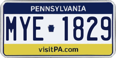 PA license plate MYE1829