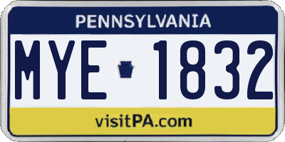 PA license plate MYE1832