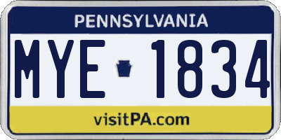 PA license plate MYE1834