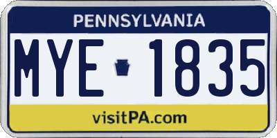 PA license plate MYE1835