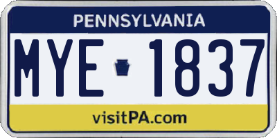 PA license plate MYE1837