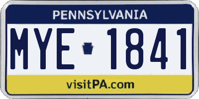 PA license plate MYE1841