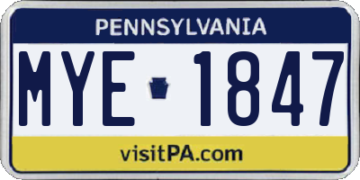 PA license plate MYE1847