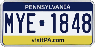 PA license plate MYE1848
