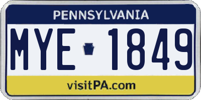 PA license plate MYE1849