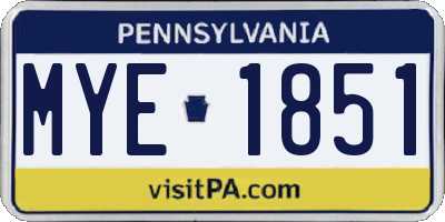 PA license plate MYE1851