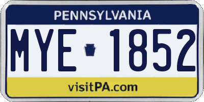 PA license plate MYE1852