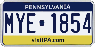 PA license plate MYE1854