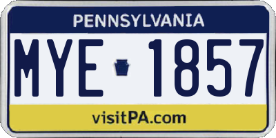 PA license plate MYE1857