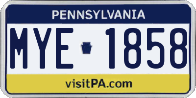 PA license plate MYE1858