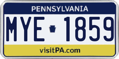 PA license plate MYE1859