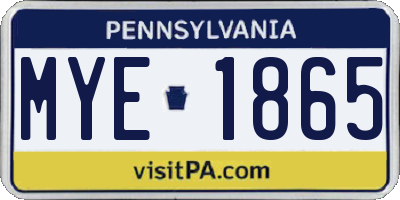 PA license plate MYE1865