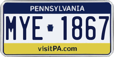 PA license plate MYE1867