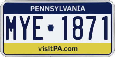 PA license plate MYE1871